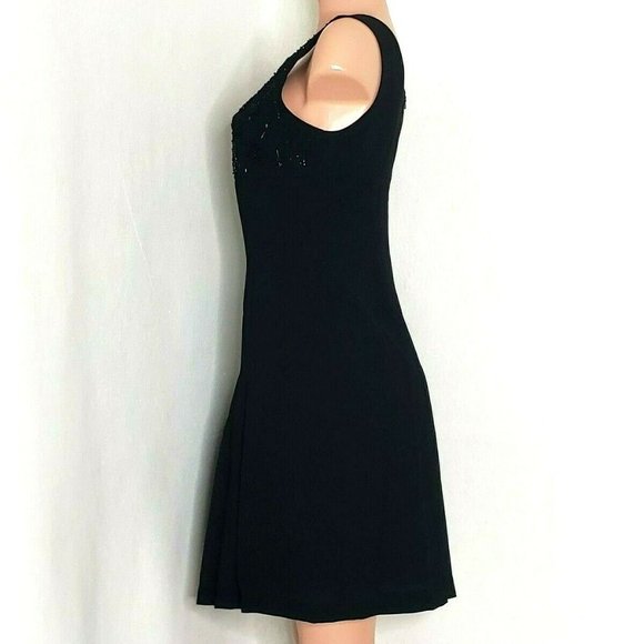 MariAnna Little Black Dress Beaded Bodice Pleats - Picture 3 of 7